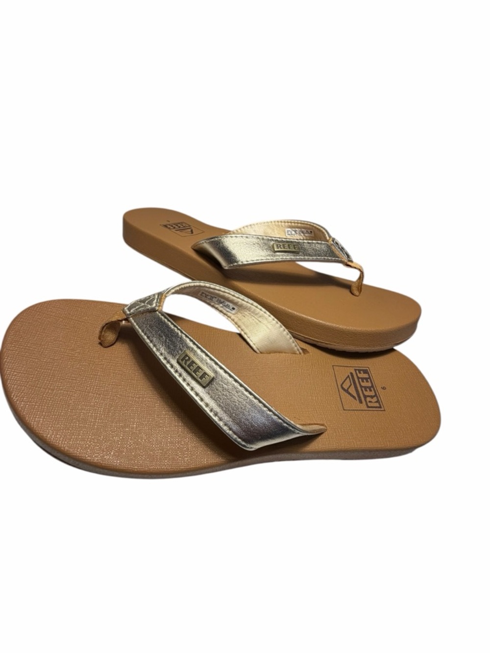 Reef Women's Cushion Court Flip Flops Iridescent Gold Sandals Size 6 - Picture 3 of 8